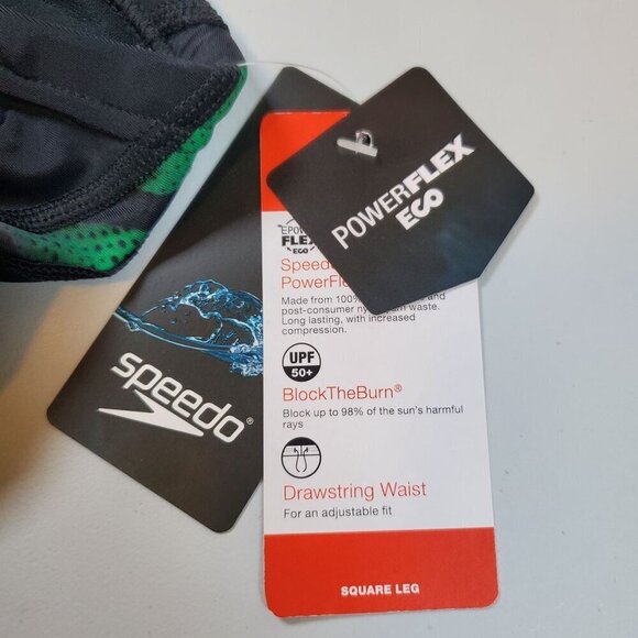 Speedo PowerFLEX Eco Swim Shorts Trunks Drawstring Size 22 Mens NWT Black - Picture 6 of 13